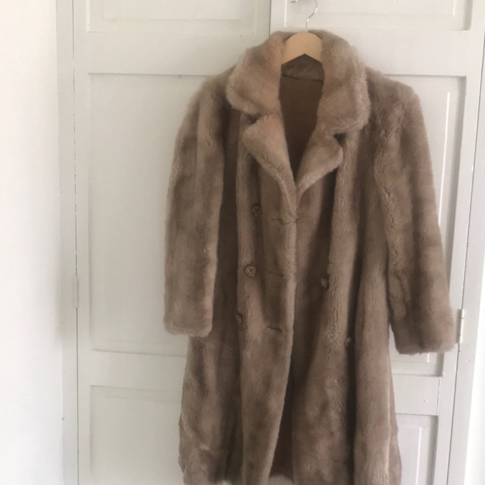 Vintage womens faux fur knee - length coat by FURAGE. Size m/l.